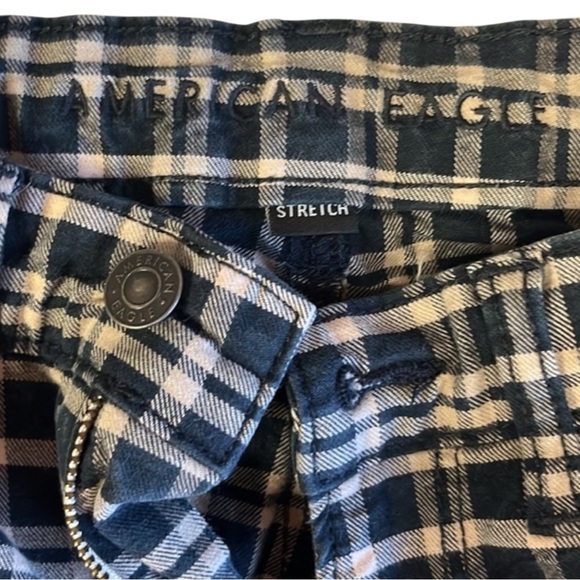 AMERICAN EAGLE OUTFITTERS Checkered Straight Leg Chinos in Black/Cream Size 2 - Picture 7 of 12